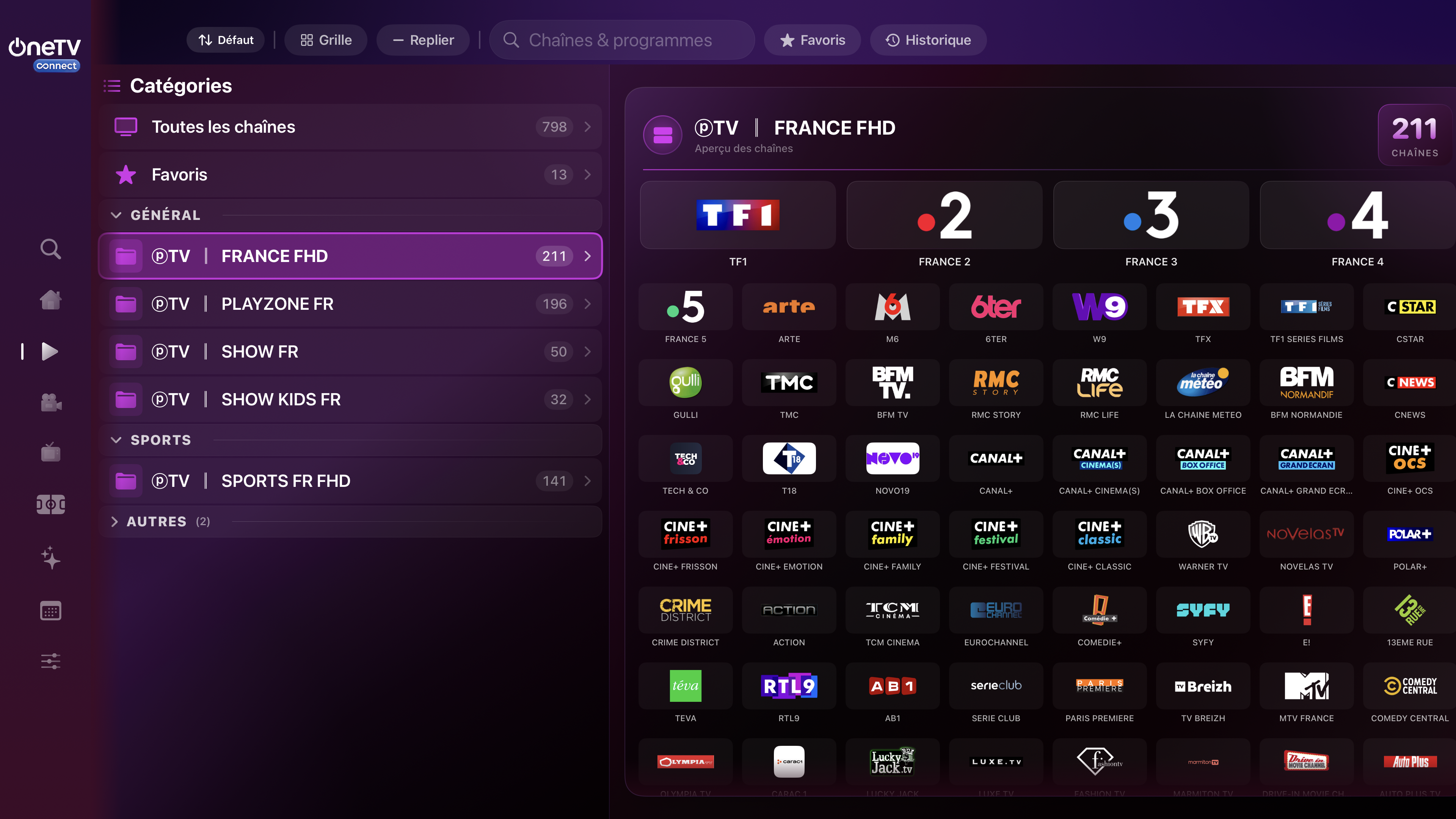 tvOS live category browser