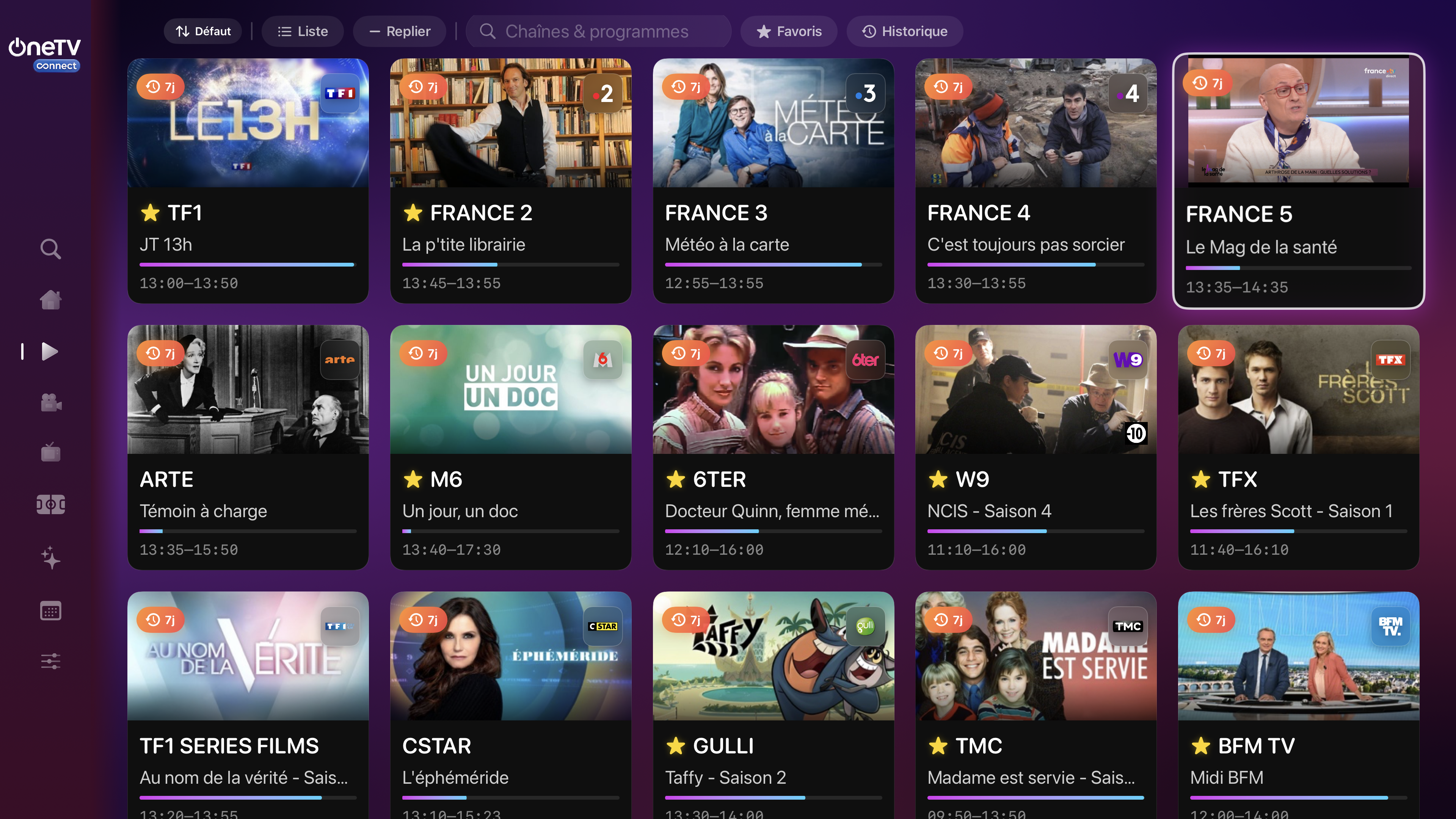 tvOS live TV card view
