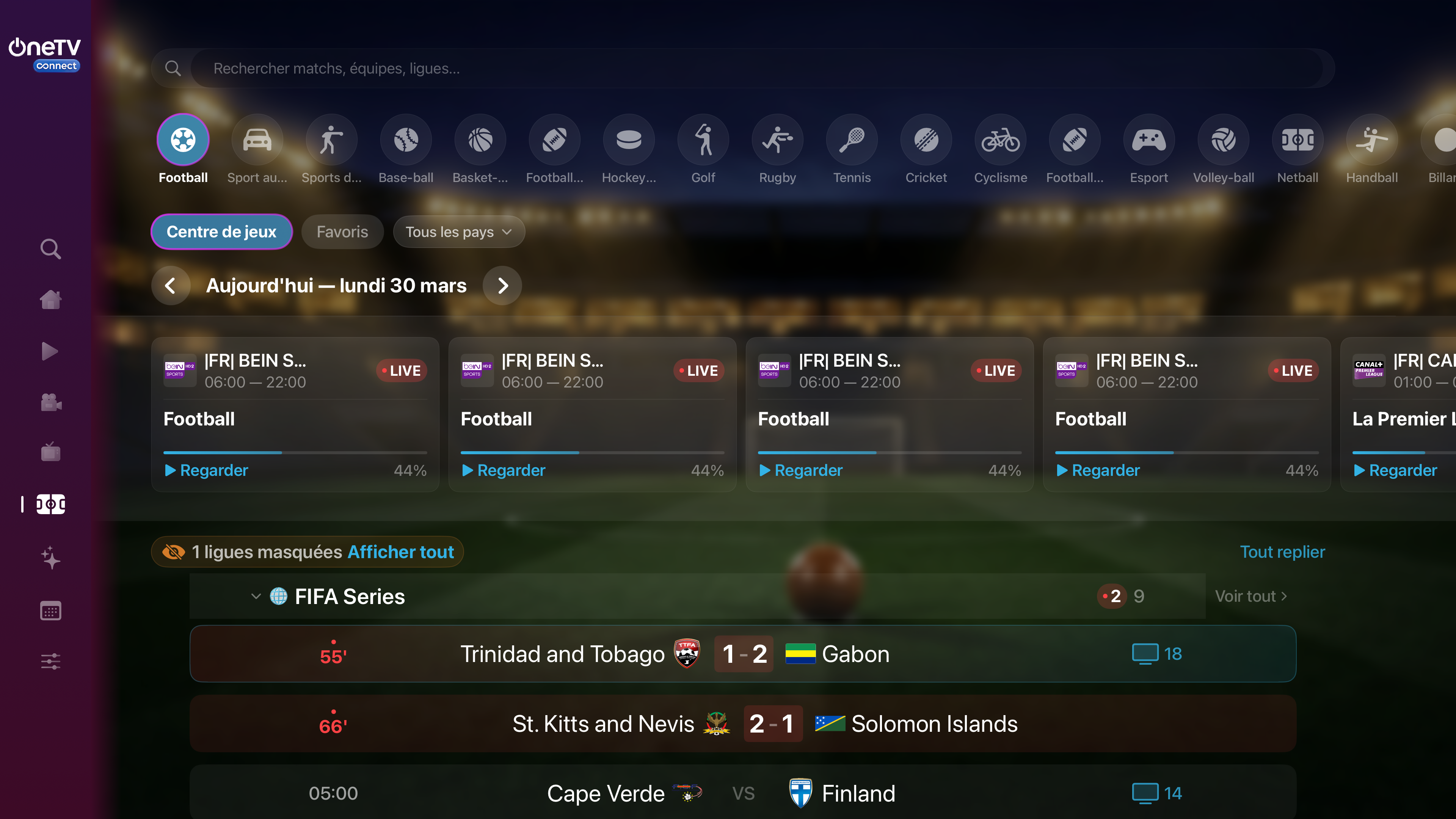 tvOS Sport Center live scores